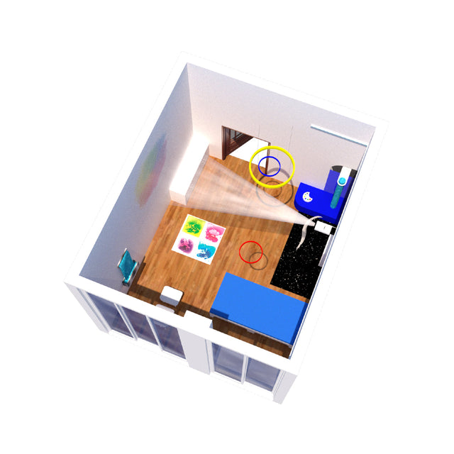 senzorna soba za starije osobe s vodenim krevetom, projektorima i bubble tubom