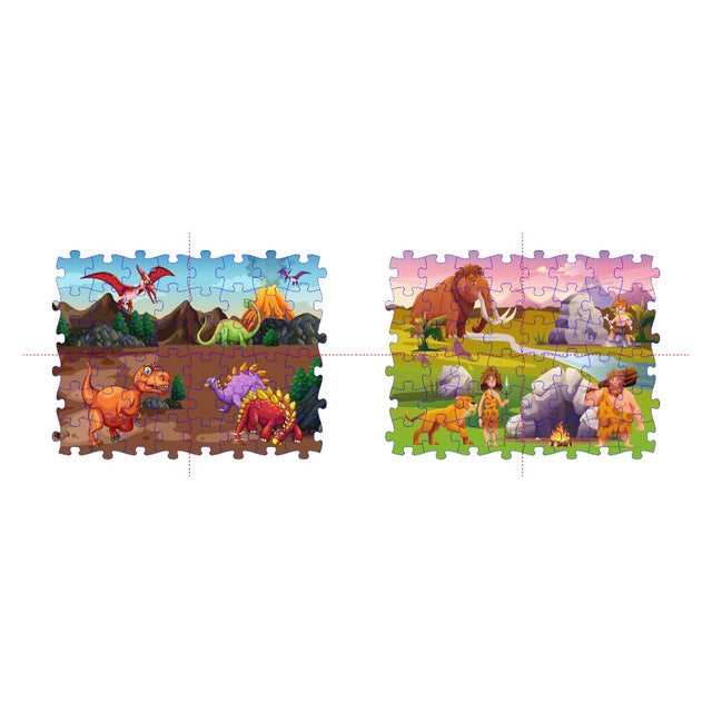 Obostrane puzzle: Dinosauri i Prethistorija