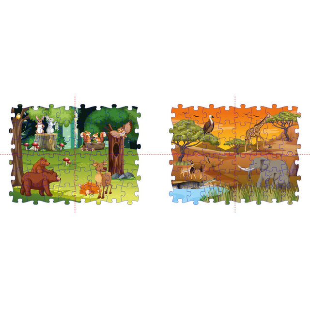 Obostrane puzzle: Šuma i Safari