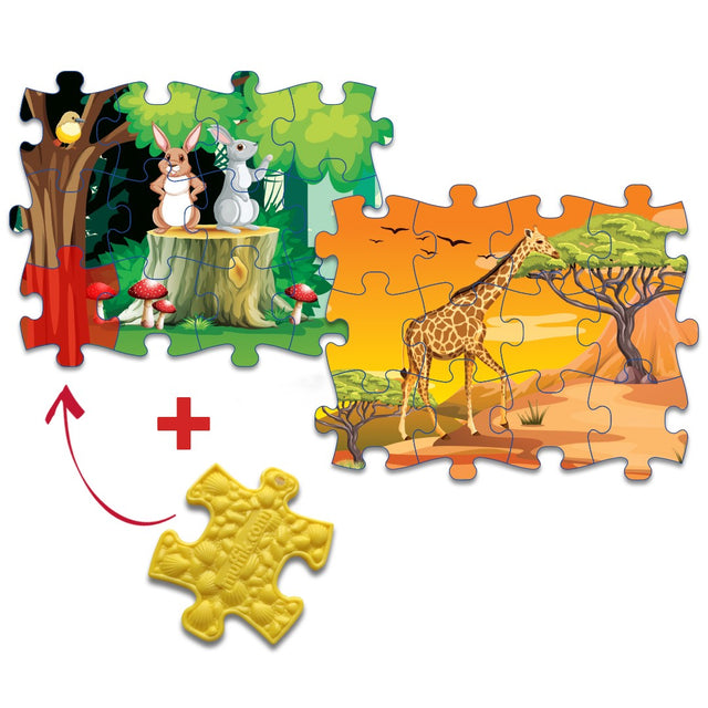 Obostrane puzzle: Šuma i Safari