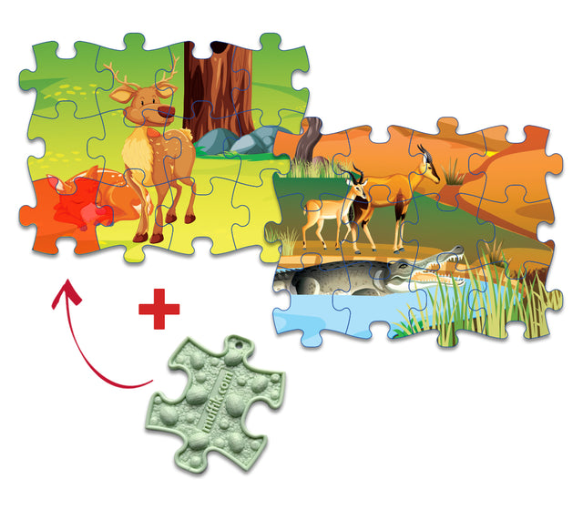 Obostrane puzzle: Šuma i Safari